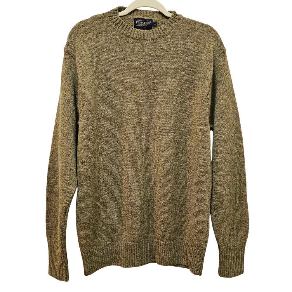 Pendleton Brown Cream Spackle XL 100% Laine Shetland Knit‎ sweater. Washable.